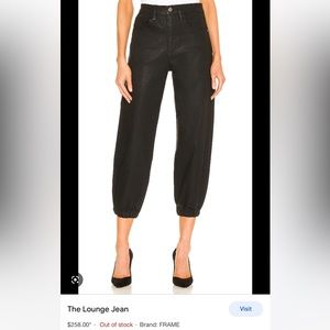Frame lounge jogger Jean in black. Coated. Amazing fit. Size 27. Worn once.